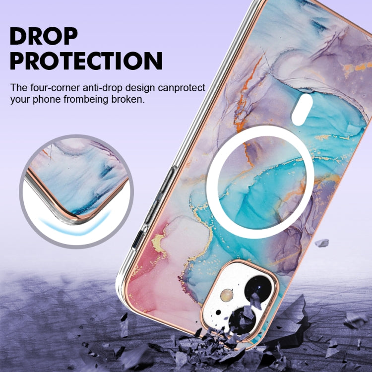 For iPhone 12 / 12 Pro Marble Pattern Dual-side IMD Magsafe TPU Phone Case(Blue Marble) - iPhone 12 / 12 Pro Cases by buy2fix | Online Shopping UK | buy2fix