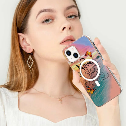 For iPhone 15 Plus Marble Pattern Dual-side IMD Magsafe TPU Phone Case(Dream Butterfly) - iPhone 15 Plus Cases by buy2fix | Online Shopping UK | buy2fix