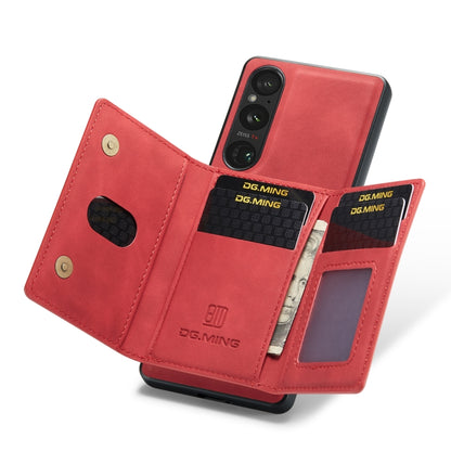 For Sony Xperia 1 VI DG.MING M2 Series 3-Fold Multi Card Bag + Magnetic Phone Case(Red) - Sony Cases by DG.MING | Online Shopping UK | buy2fix