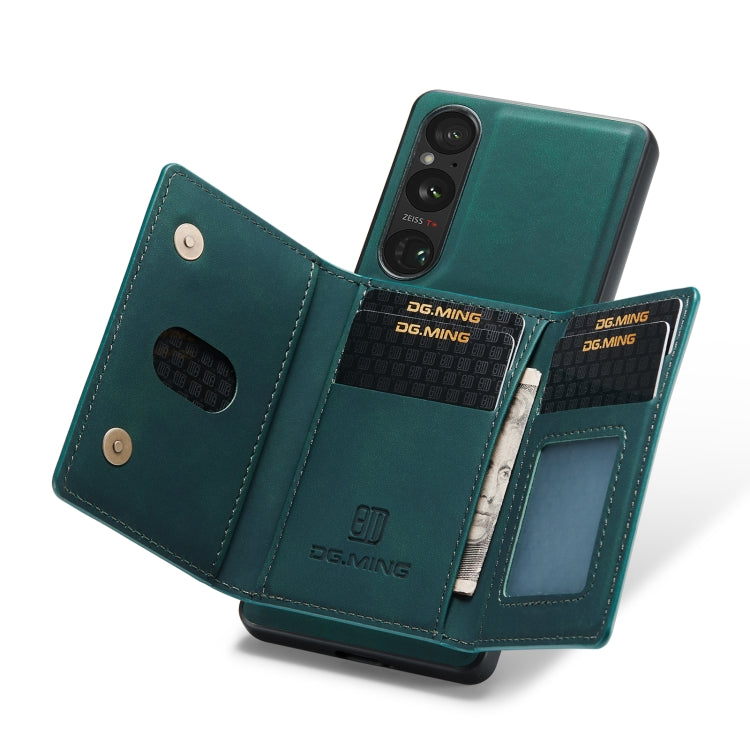 For Sony Xperia 1 VI DG.MING M2 Series 3-Fold Multi Card Bag + Magnetic Phone Case(Green) - Sony Cases by DG.MING | Online Shopping UK | buy2fix