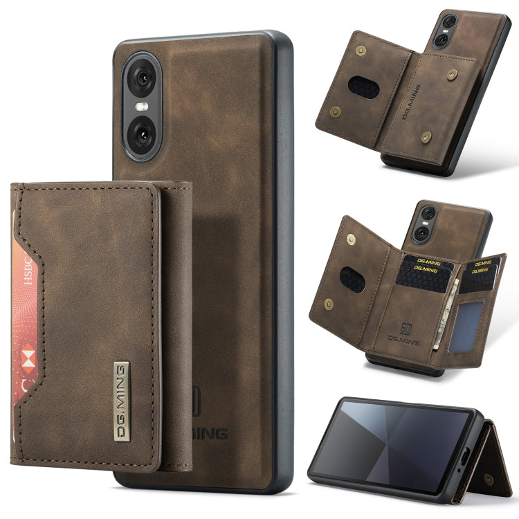 For Sony Xperia 10 VI DG.MING M2 Series 3-Fold Multi Card Bag + Magnetic Phone Case(Coffee) - Sony Cases by DG.MING | Online Shopping UK | buy2fix