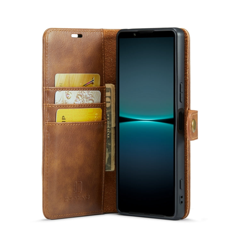 For Sony Xperia 1 V DG.MING Crazy Horse Texture Detachable Magnetic Leather Phone Case(Brown) - Sony Cases by DG.MING | Online Shopping UK | buy2fix