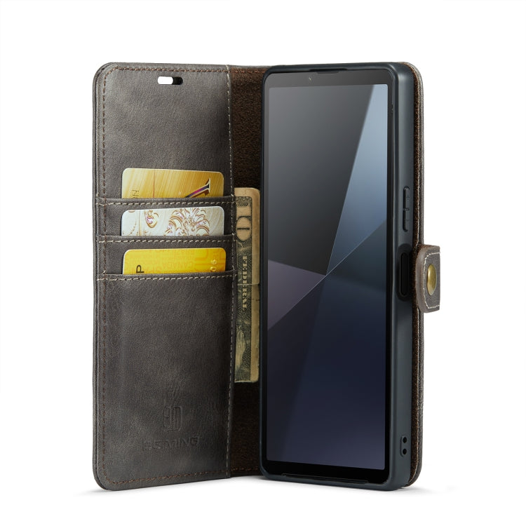 For Sony Xperia 10 VI DG.MING Crazy Horse Texture Detachable Magnetic Leather Phone Case(Grey) - Sony Cases by DG.MING | Online Shopping UK | buy2fix