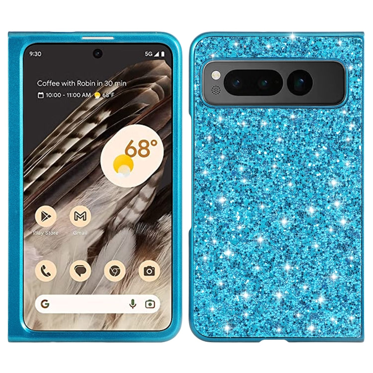 For Google Pixel Fold Glitter Powder Shockproof TPU Phone Case(Blue) - Google Cases by buy2fix | Online Shopping UK | buy2fix