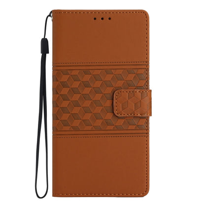 For iPhone 16 Pro Max Diamond Embossed Skin Feel Leather Phone Case(Brown) - iPhone 16 Pro Max Cases by buy2fix | Online Shopping UK | buy2fix