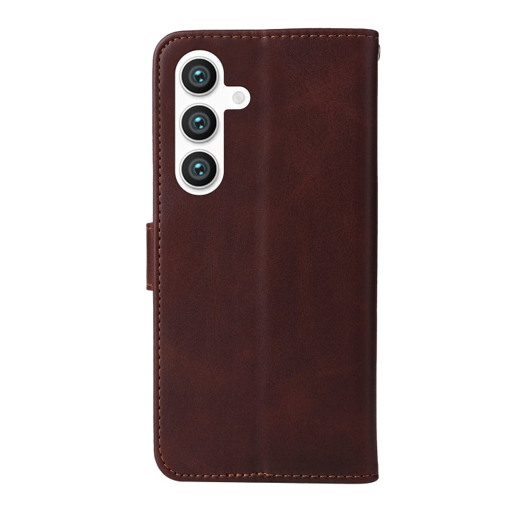 For Samsung Galaxy S24+ Classic Calf Texture Flip Leather Phone Case(Brown) - Galaxy S24+ 5G Cases by buy2fix | Online Shopping UK | buy2fix