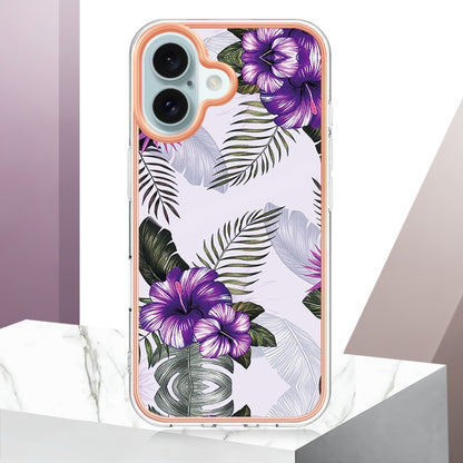 For iPhone 16 Plus Electroplating Pattern IMD TPU Shockproof Case(Purple Flower) - iPhone 16 Plus Cases by buy2fix | Online Shopping UK | buy2fix