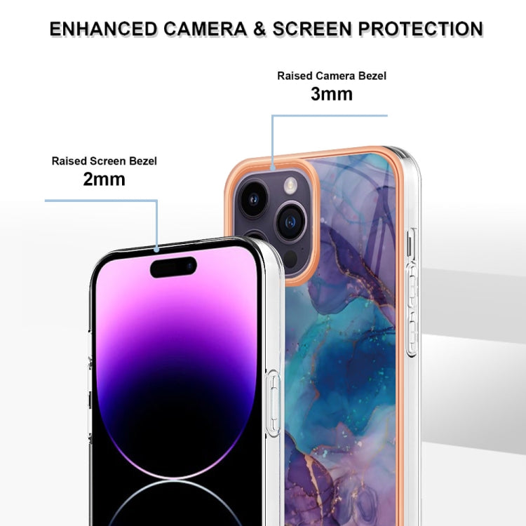 For iPhone 16 Pro Max Electroplating Marble Dual-side IMD Phone Case(Purple 016) - iPhone 16 Pro Max Cases by buy2fix | Online Shopping UK | buy2fix