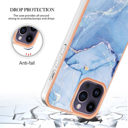 For iPhone 16 Pro Electroplating Marble Dual-side IMD Phone Case(Blue 018) - iPhone 16 Pro Cases by buy2fix | Online Shopping UK | buy2fix