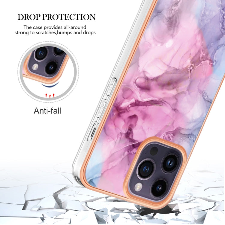 For iPhone 16 Pro Electroplating Marble Dual-side IMD Phone Case(Pink 013) - iPhone 16 Pro Cases by buy2fix | Online Shopping UK | buy2fix