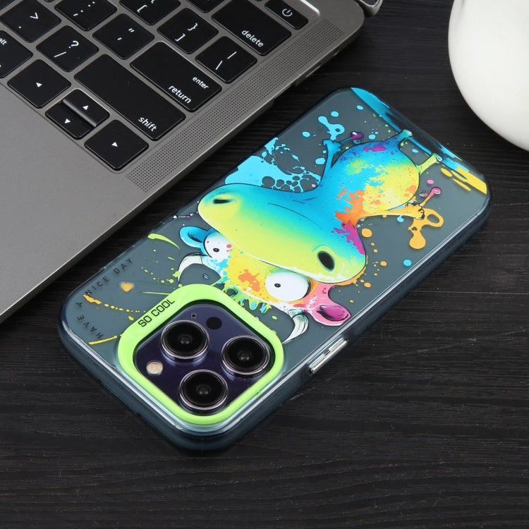 For iPhone 16 Pro Max Animal Pattern Oil Painting Series PC + TPU Phone Case(Colorful Cattle) - iPhone 16 Pro Max Cases by buy2fix | Online Shopping UK | buy2fix