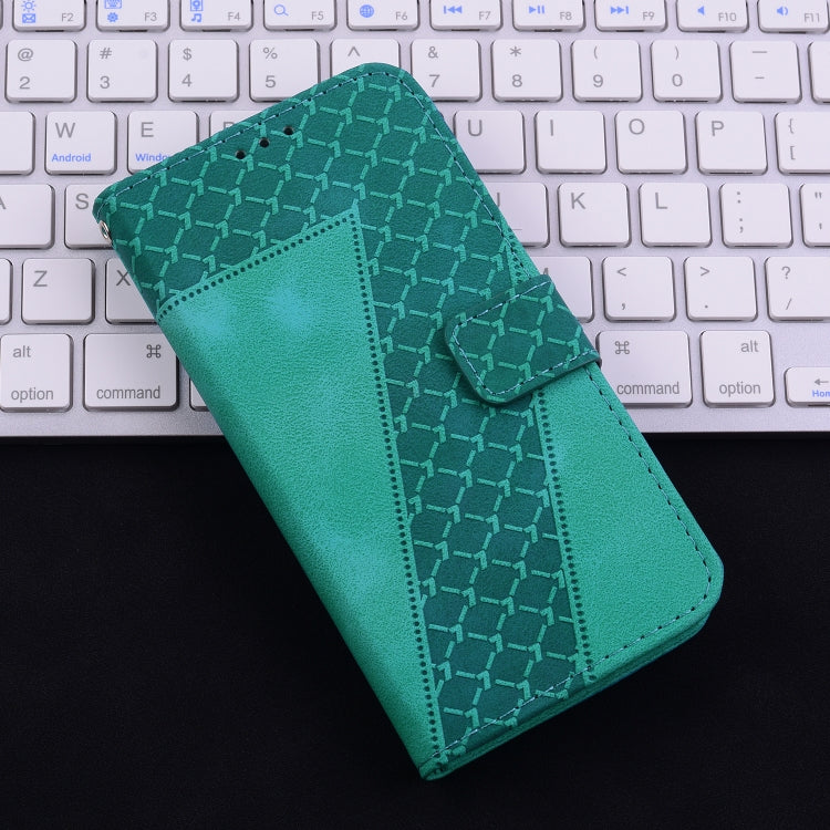 For iPhone 16 Pro Seven-shaped Embossed Leather Phone Case(Green) - iPhone 16 Pro Cases by buy2fix | Online Shopping UK | buy2fix