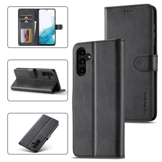 For Samsung Galaxy S23 FE 5G LC.IMEEKE Calf Texture Leather Phone Case(Black) - Galaxy S23 FE 5G Cases by LC.IMEEKE | Online Shopping UK | buy2fix