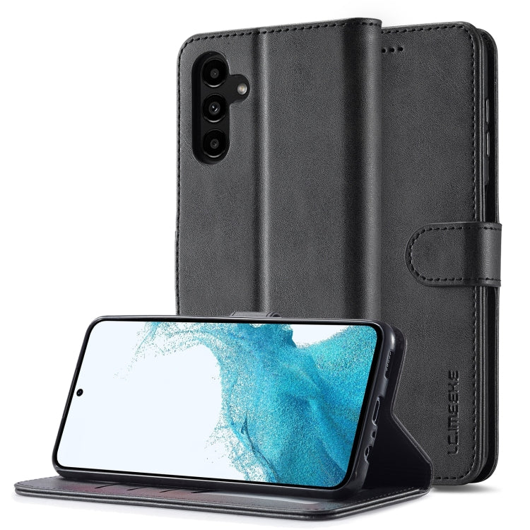 For Samsung Galaxy A05S LC.IMEEKE Calf Texture Leather Phone Case(Black) - Galaxy Phone Cases by LC.IMEEKE | Online Shopping UK | buy2fix