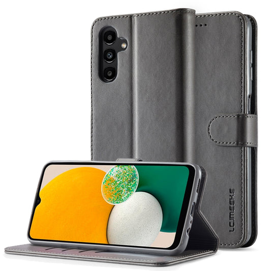 For Samsung Galaxy A25 LC.IMEEKE Calf Texture Leather Phone Case(Grey) - Galaxy Phone Cases by LC.IMEEKE | Online Shopping UK | buy2fix