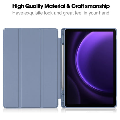 For Samsung Galaxy Tab S9 FE 3-Fold Pure Color TPU Smart Leather Tablet Case with Pen Slot(Lavender) - Galaxy Tab S9 FE by buy2fix | Online Shopping UK | buy2fix