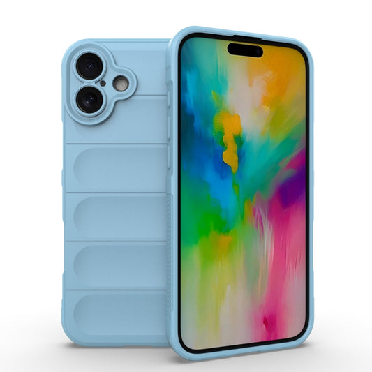 For iPhone 16 Plus Magic Shield TPU + Flannel Phone Case(Light Blue) - iPhone 16 Plus Cases by buy2fix | Online Shopping UK | buy2fix