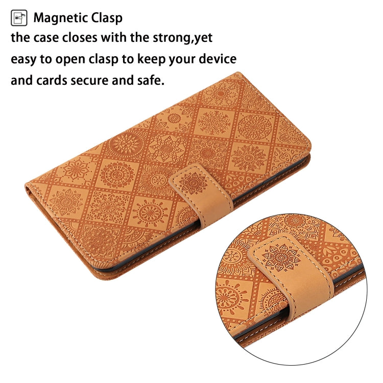 For iPhone 16 Plus Ethnic Style Embossed Pattern Leather Phone Case(Brown) - iPhone 16 Plus Cases by buy2fix | Online Shopping UK | buy2fix