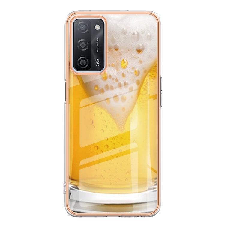 For OPPO A55 5G / A53s 5G / A54 4G Electroplating Marble Dual-side IMD Phone Case(Draft Beer) - OPPO Cases by buy2fix | Online Shopping UK | buy2fix