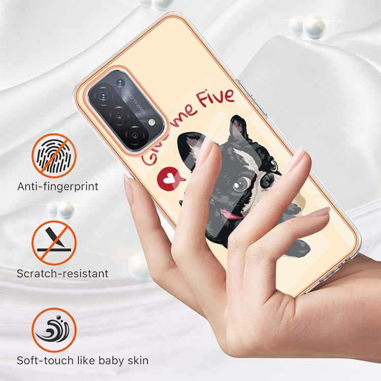 For OPPO A74 / A93 5G / A54 5G / A93s 5G Electroplating Marble Dual-side IMD Phone Case(Lucky Dog) - OPPO Cases by buy2fix | Online Shopping UK | buy2fix