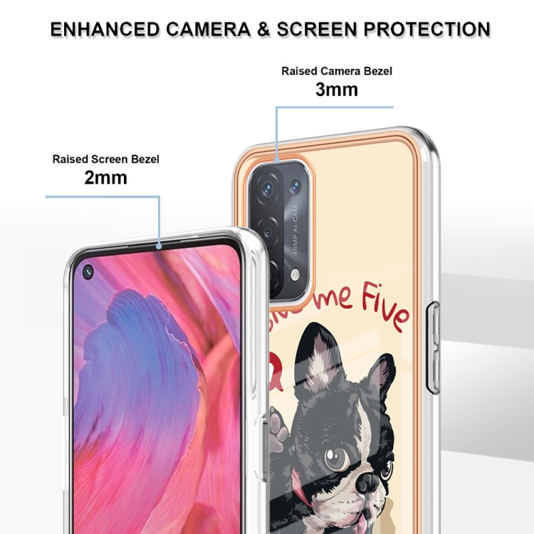 For OPPO A74 / A93 5G / A54 5G / A93s 5G Electroplating Marble Dual-side IMD Phone Case(Lucky Dog) - OPPO Cases by buy2fix | Online Shopping UK | buy2fix