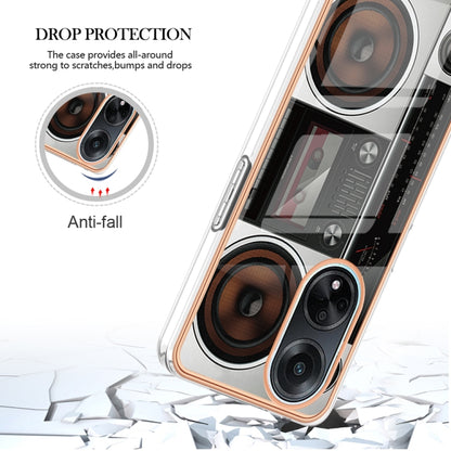 For OPPO A98 Electroplating Marble Dual-side IMD Phone Case(Retro Radio) - OPPO Cases by buy2fix | Online Shopping UK | buy2fix