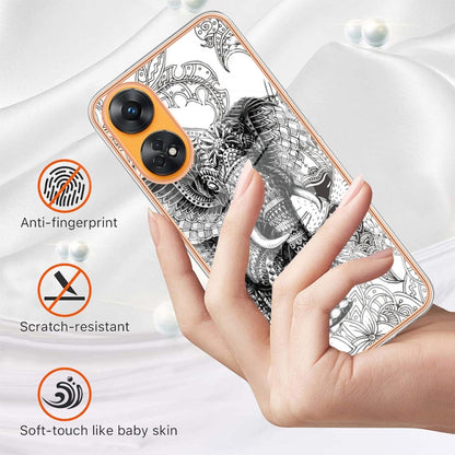 For OPPO Reno8 T 4G Electroplating Marble Dual-side IMD Phone Case(Totem Elephant) - OPPO Cases by buy2fix | Online Shopping UK | buy2fix