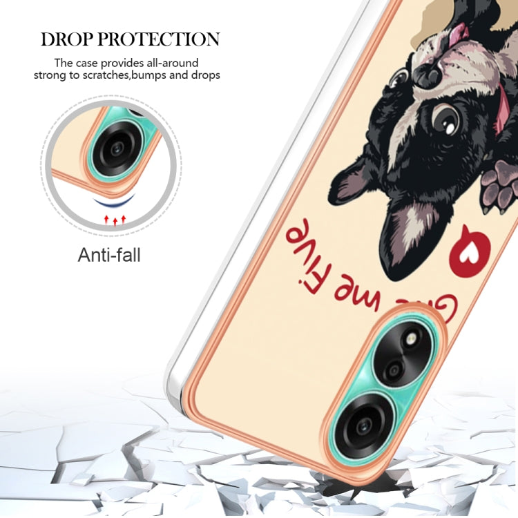 For OPPO A78 4G Electroplating Marble Dual-side IMD Phone Case(Lucky Dog) - OPPO Cases by buy2fix | Online Shopping UK | buy2fix