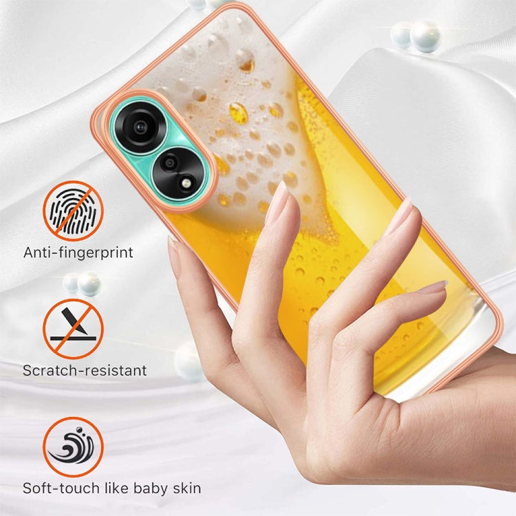 For OPPO A78 4G Electroplating Marble Dual-side IMD Phone Case(Draft Beer) - OPPO Cases by buy2fix | Online Shopping UK | buy2fix