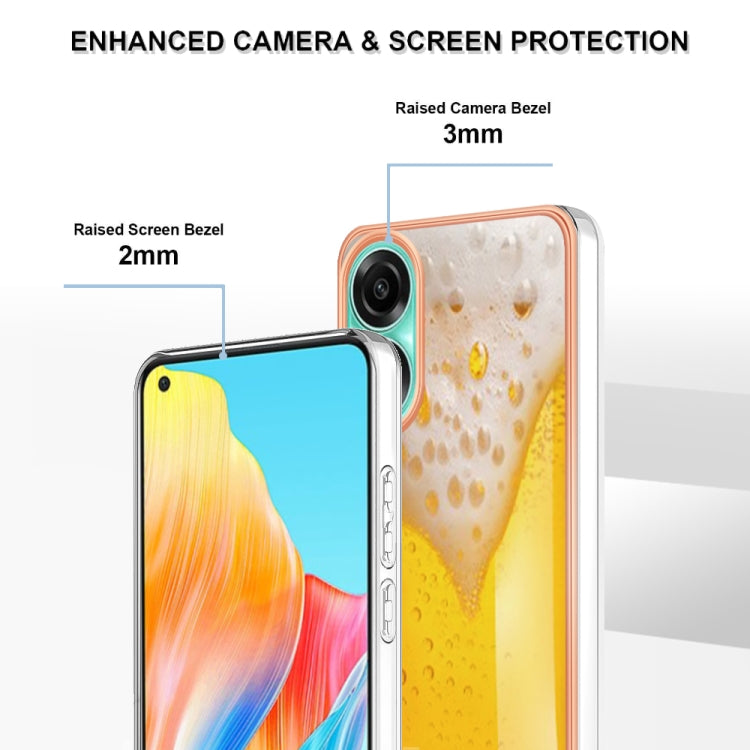 For OPPO A78 4G Electroplating Marble Dual-side IMD Phone Case(Draft Beer) - OPPO Cases by buy2fix | Online Shopping UK | buy2fix