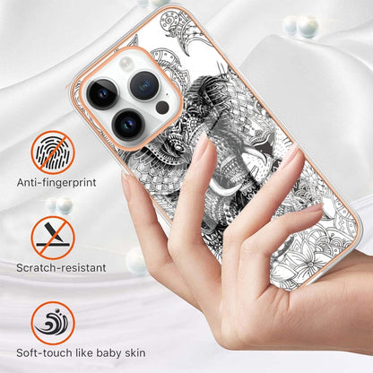 For iPhone 16 Pro Max Electroplating Marble Dual-side IMD Phone Case(Totem Elephant) - iPhone 16 Pro Max Cases by buy2fix | Online Shopping UK | buy2fix