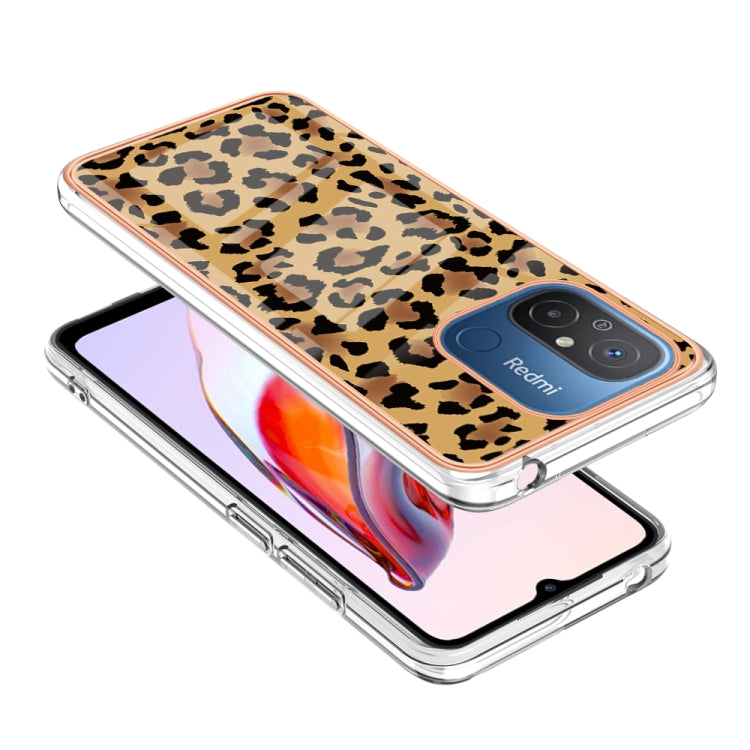 For Xiaomi Redmi 12C / 11A 4G Electroplating Marble Dual-side IMD Phone Case(Leopard Print) - Xiaomi Cases by buy2fix | Online Shopping UK | buy2fix