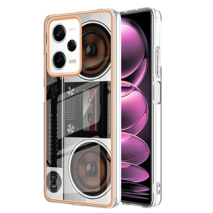 For Xiaomi Redmi Note 12 Pro 5G Global Electroplating Marble Dual-side IMD Phone Case(Retro Radio) - Xiaomi Cases by buy2fix | Online Shopping UK | buy2fix