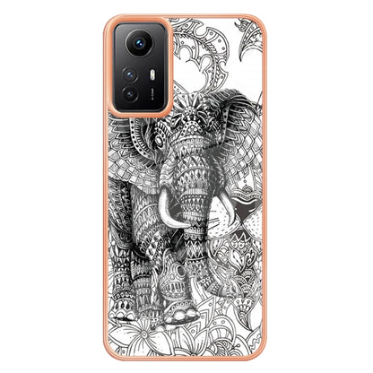 Xiaomi Redmi Note 12S 4G Electroplating Marble Dual-side IMD Phone Case(Totem Elephant) - Xiaomi Cases by buy2fix | Online Shopping UK | buy2fix