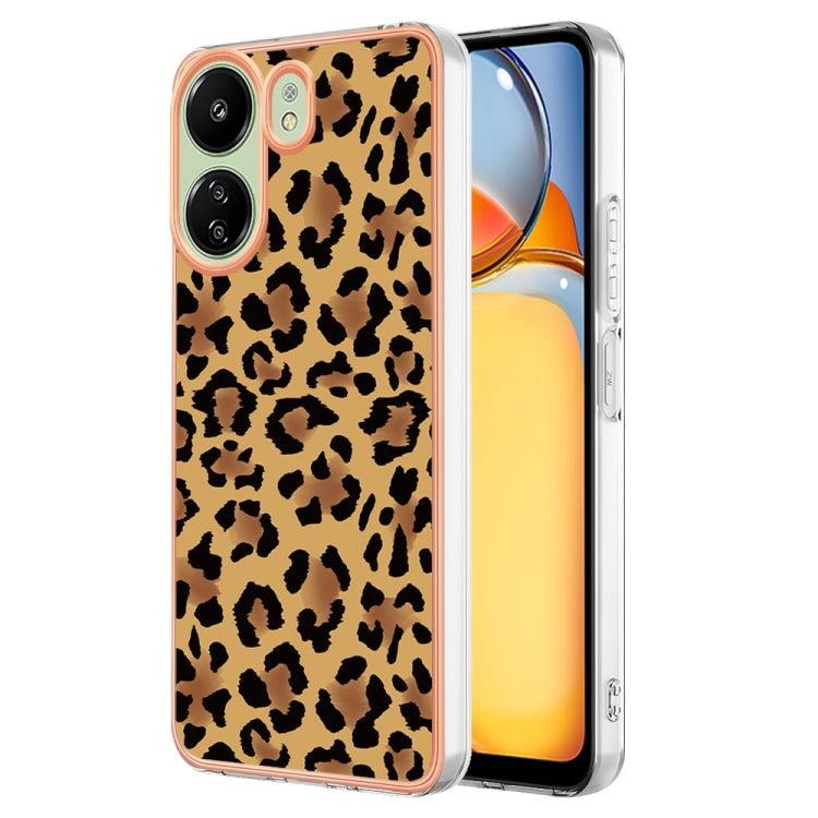 For Xiaomi Redmi 13C 4G Electroplating Marble Dual-side IMD Phone Case(Leopard Print) - 13C Cases by buy2fix | Online Shopping UK | buy2fix