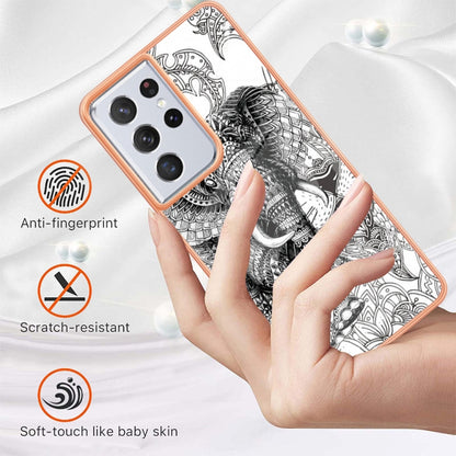For Samsung Galaxy S21 Ultra 5G Electroplating Marble Dual-side IMD Phone Case(Totem Elephant) - Galaxy S21 Ultra 5G Cases by buy2fix | Online Shopping UK | buy2fix