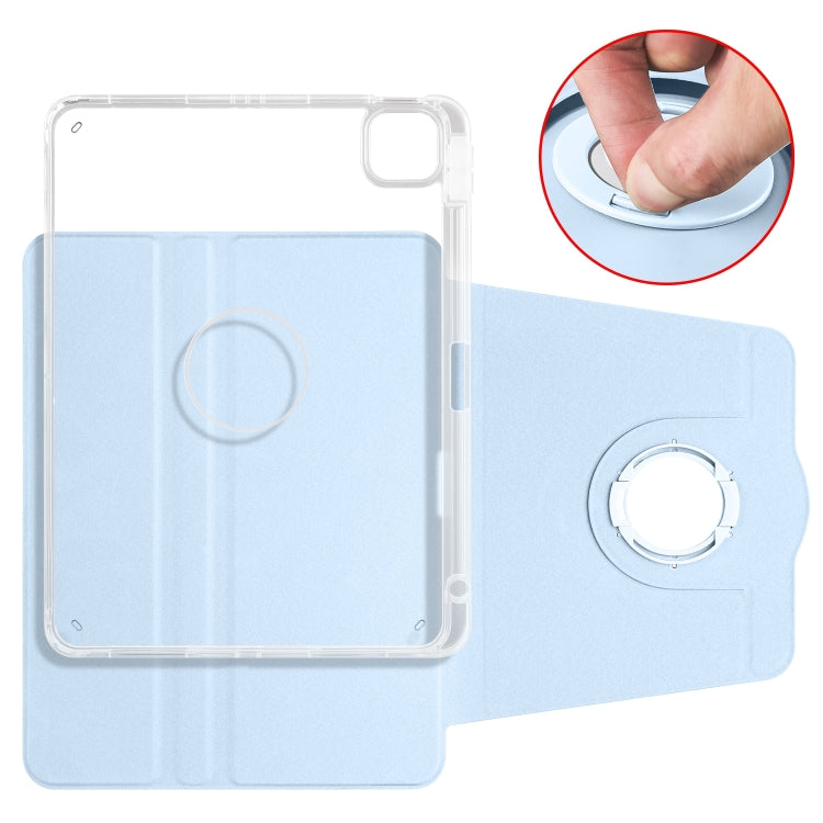 For iPad Air 13 2024 Clear Acrylic 360 Rotation Detachable Leather Tablet Case(Ice Blue) - iPad Air 13 2024 Cases by buy2fix | Online Shopping UK | buy2fix