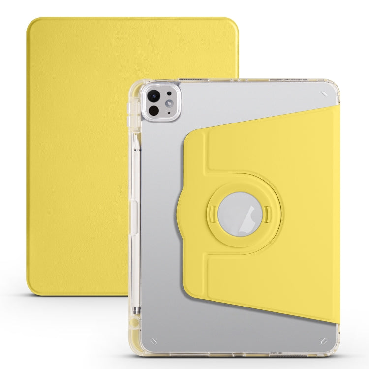 For iPad Pro 13 2024 Clear Acrylic 360 Rotation Detachable Leather Tablet Case(Yellow) - iPad Pro 13 2024 Cases by buy2fix | Online Shopping UK | buy2fix