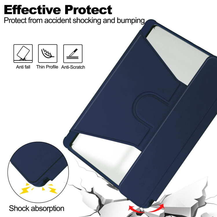 For Samsung Galaxy Tab S9+ 360 Rotation Transparent Smart Leather Case with Keyboard(Dark Blue) - Galaxy Tab S9+ Cases by buy2fix | Online Shopping UK | buy2fix