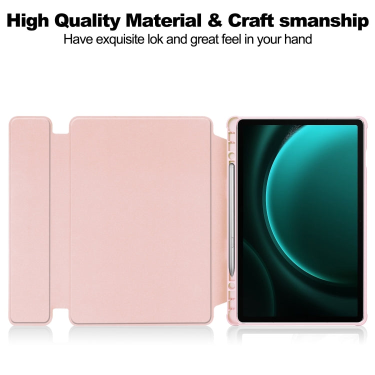 For Samsung Galaxy Tab S9 FE+ 360 Rotation Transparent Smart Leather Case with Keyboard(Pink) - Galaxy Tab S9 FE+ by buy2fix | Online Shopping UK | buy2fix