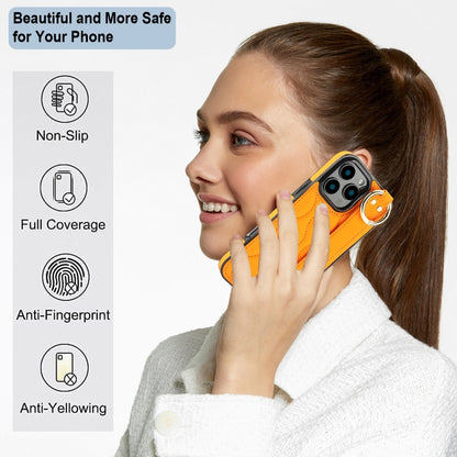 For iPhone 16 Pro Max Non-slip Full Coverage Ring PU Phone Case with Wristband(Orange) - iPhone 16 Pro Max Cases by buy2fix | Online Shopping UK | buy2fix