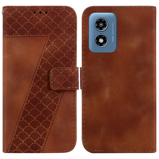 For Motorola Moto G Play 4G 2024 Seven-shaped Embossed Leather Phone Case(Brown) - Motorola Cases by buy2fix | Online Shopping UK | buy2fix