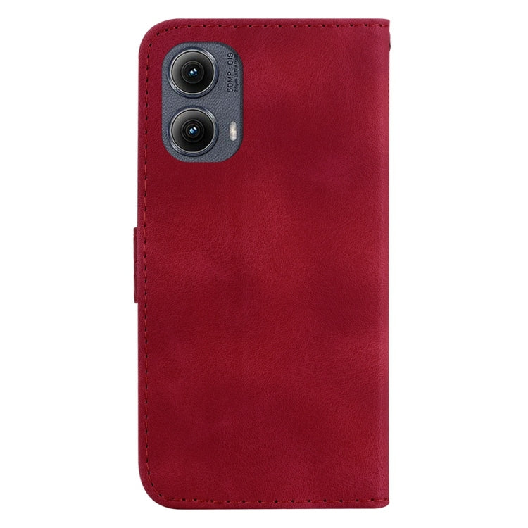 For Motorola Edge 2024 Seven-shaped Embossed Leather Phone Case(Red) - Motorola Cases by buy2fix | Online Shopping UK | buy2fix