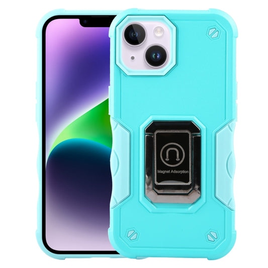 For iPhone 15 Ring Holder Non-slip Shockproof Armor Phone Case(Mint Green) - iPhone 15 Cases by buy2fix | Online Shopping UK | buy2fix