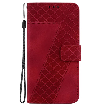 For Xiaomi Redmi Note 13 5G 7-shaped Embossed Leather Phone Case(Red) - Note 13 Cases by buy2fix | Online Shopping UK | buy2fix