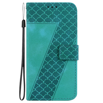 For Xiaomi Poco M6 Pro 4G 7-shaped Embossed Leather Phone Case(Green) - Xiaomi Cases by buy2fix | Online Shopping UK | buy2fix