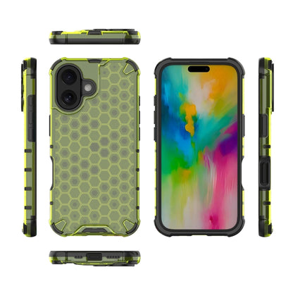 For iPhone 16 Honeycomb Shockproof Phone Case(Green) - iPhone 16 Cases by buy2fix | Online Shopping UK | buy2fix