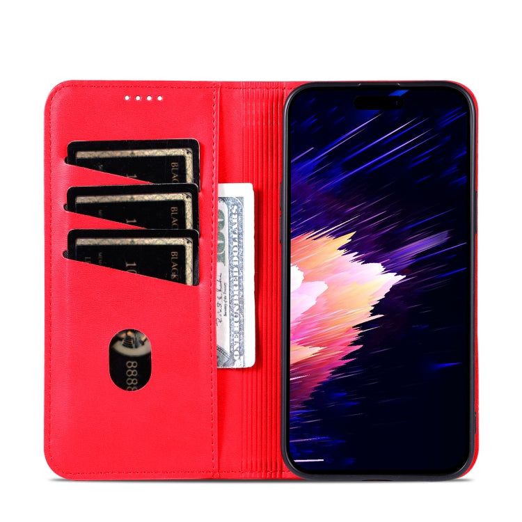 For iPhone 16 Plus AZNS Magnetic Calf Texture Flip Leather Phone Case(Red) - iPhone 16 Plus Cases by AZNS | Online Shopping UK | buy2fix