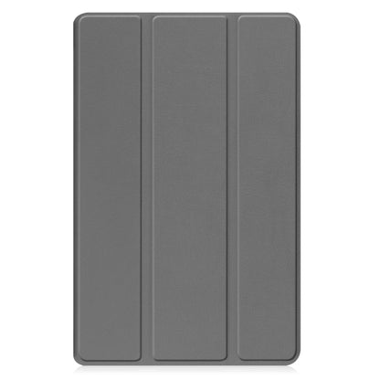 For Samsung Galaxy Tab A9 Custer Pure Color 3-Fold Holder Leather Tablet Case(Grey) - Others by buy2fix | Online Shopping UK | buy2fix