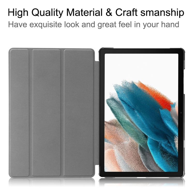 For Samsung Galaxy Tab A9 Custer Painted 3-Fold Holder Smart Leather Tablet Case(Galaxy Nebula) - Galaxy Tab A9 by buy2fix | Online Shopping UK | buy2fix